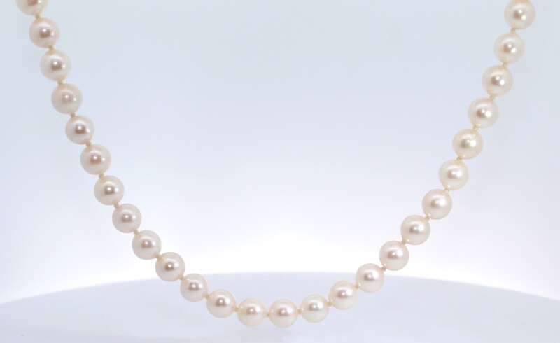 Estate 14 Karat Yellow Gold Akoya Pearl Necklace Measuring 24